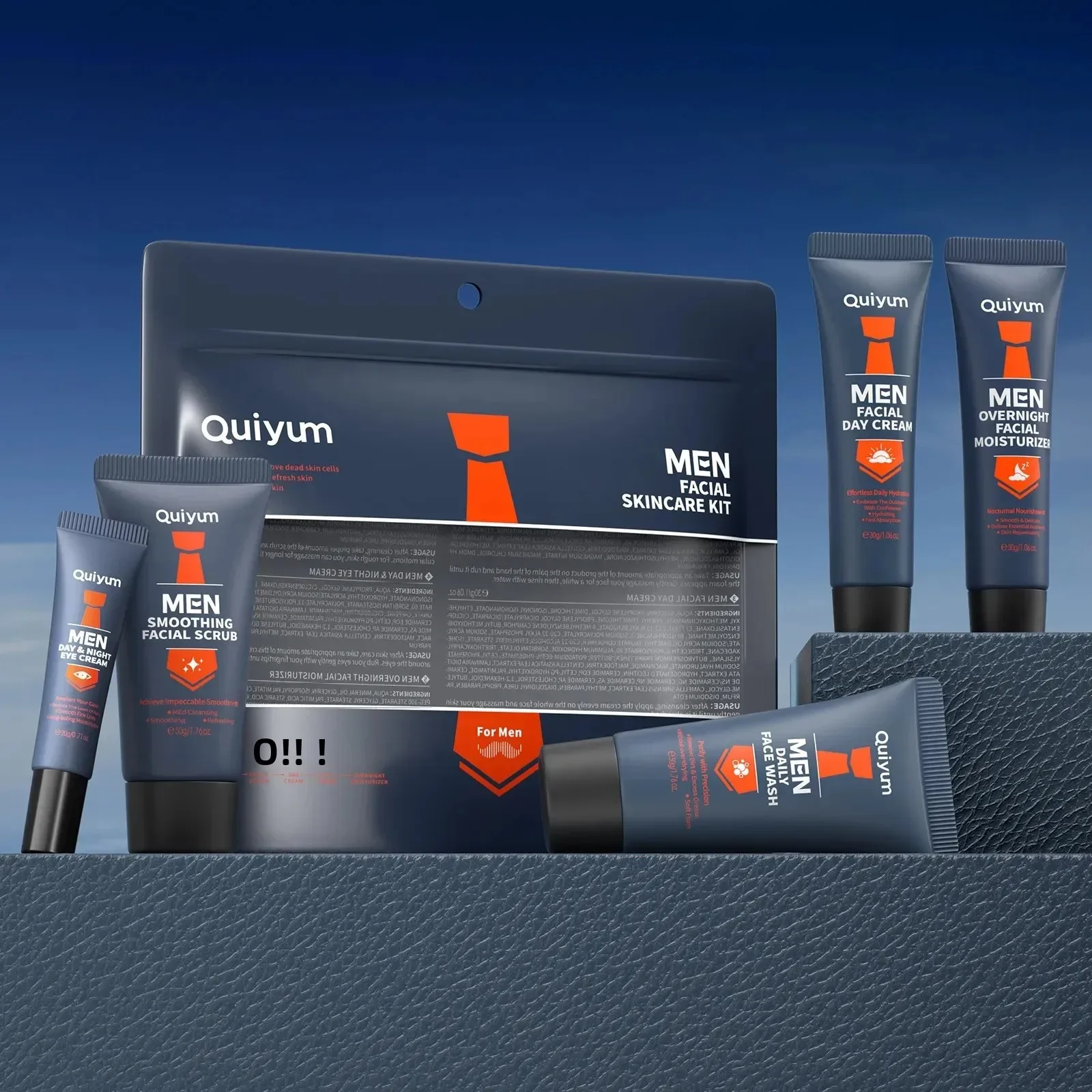 Mens Grooming Treatment - Professionelles Herren-Pflegeset, 5-teilig, Peeling-Peeling, tägliche Feuchtigkeitscreme,