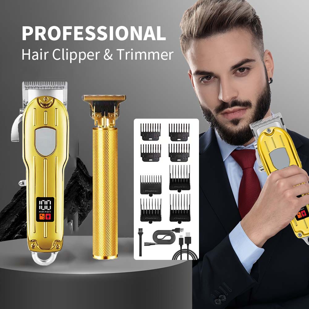Men'S Grooming Shaver - 2-in-1 Elektrischer Haarschneider & T-Blade-Trimmer-Set für