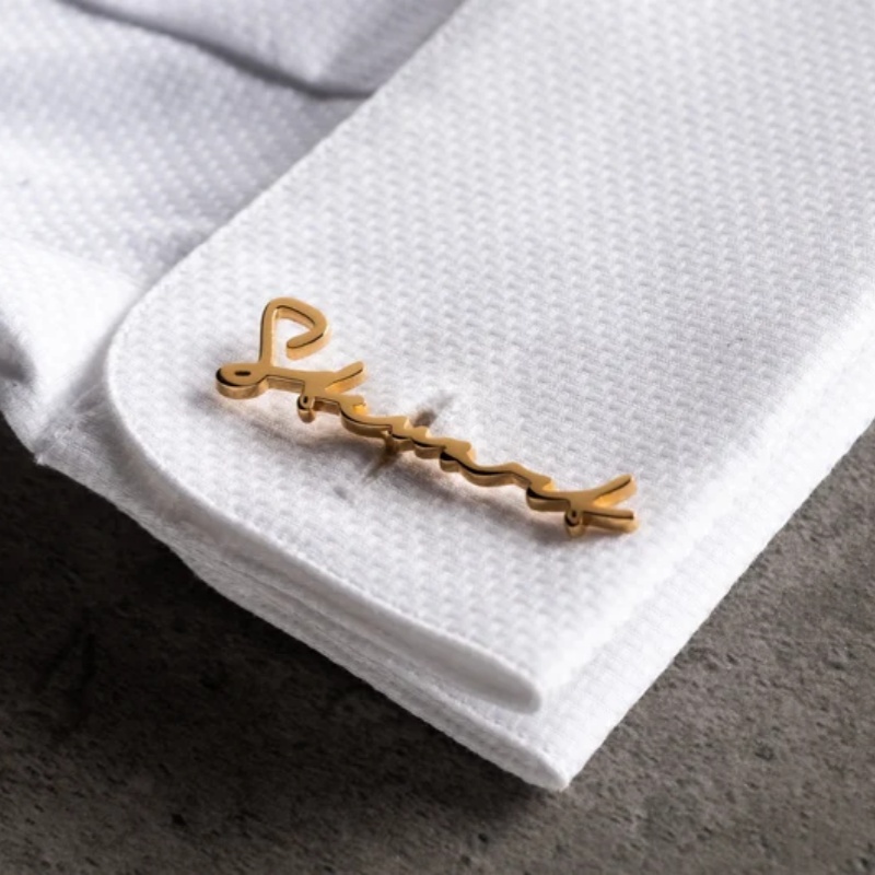 Men'S Grooming For Wedding - Personalisierte Manschettenknöpfe aus 18K vergoldetem Edelstahl,
