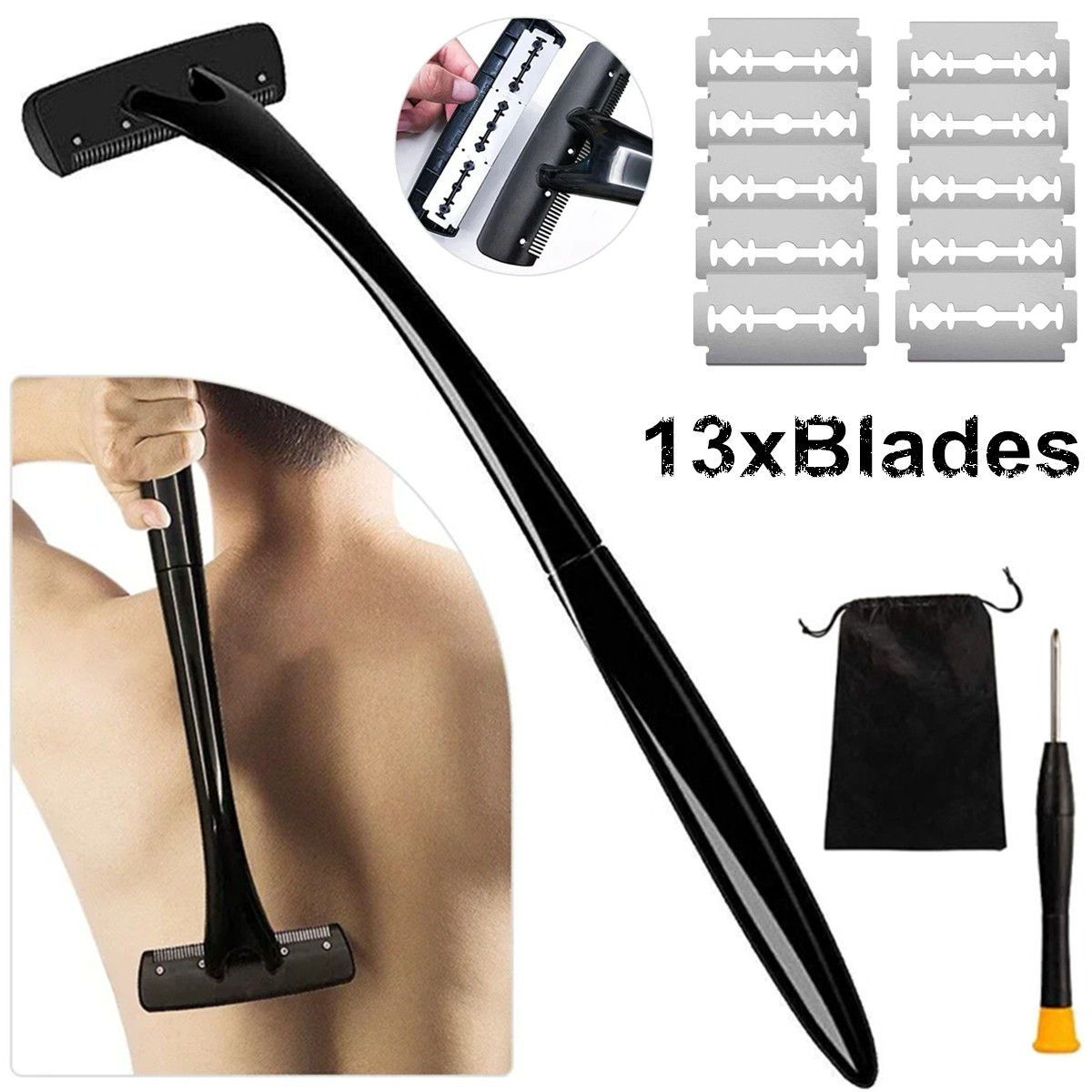 Men'S Grooming Shaver - Rückenrasierer mit langem Griff für Männer,