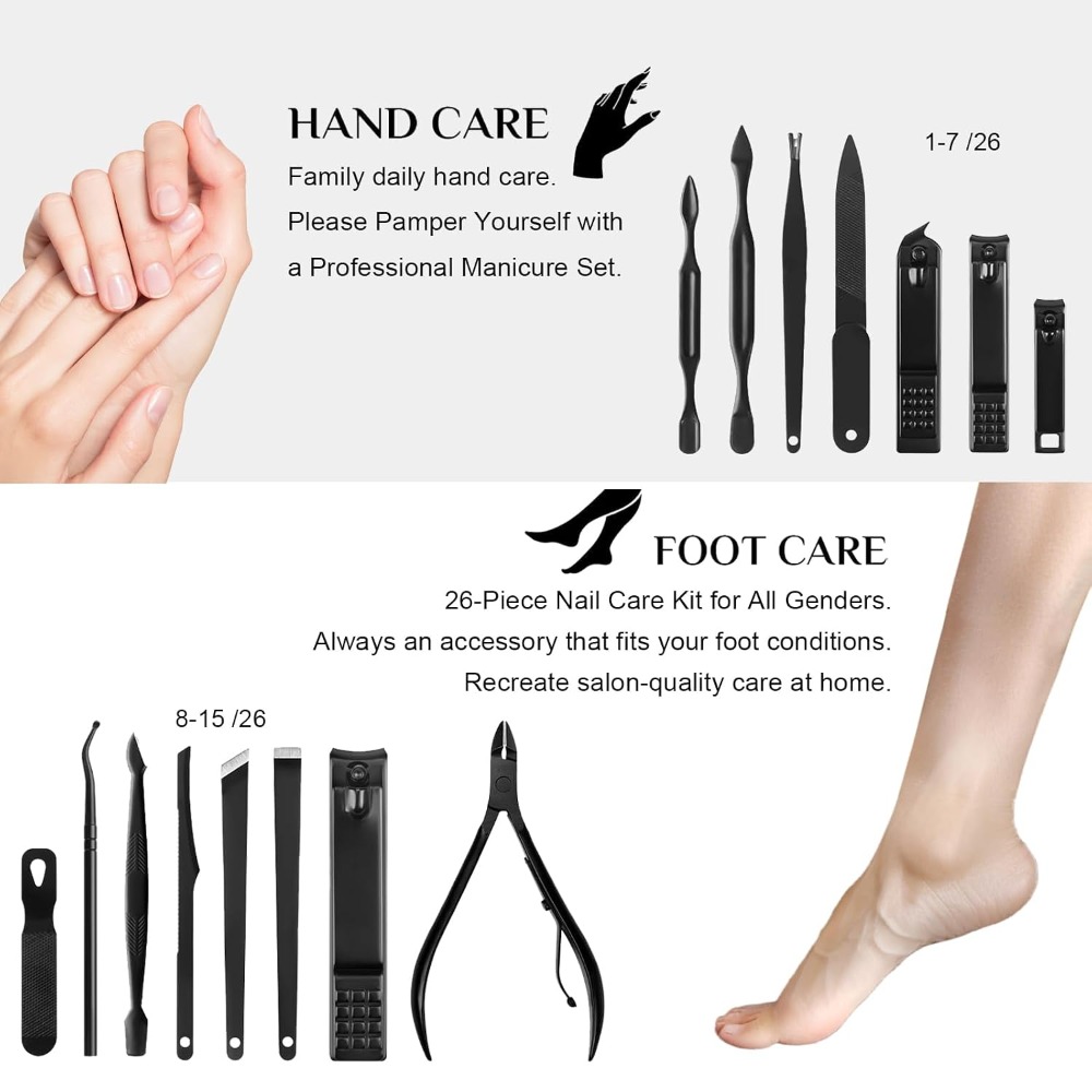 26-teiliges Maniküre-Nagelknip – Mens Grooming Kit Case Bewertung und Preis