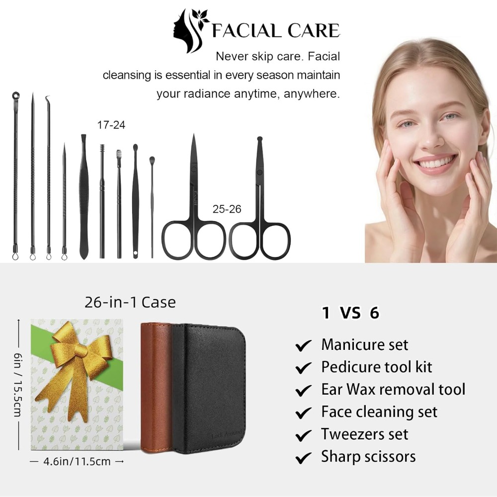 26-teiliges Maniküre-Nagelknip – Mens Grooming Kit Case Bewertung und Preis